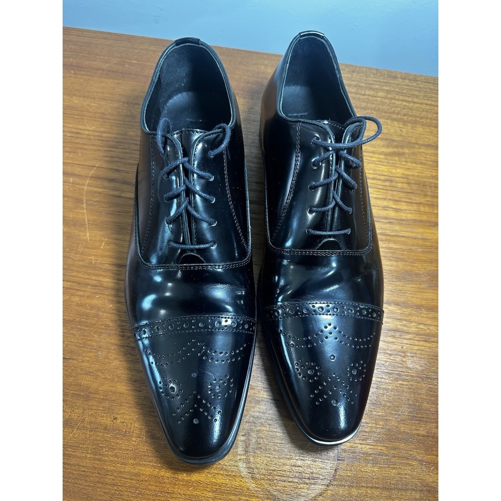 Versace Collection Oxford Dress Shoes Mens 48 Black Leather Lace Up Business